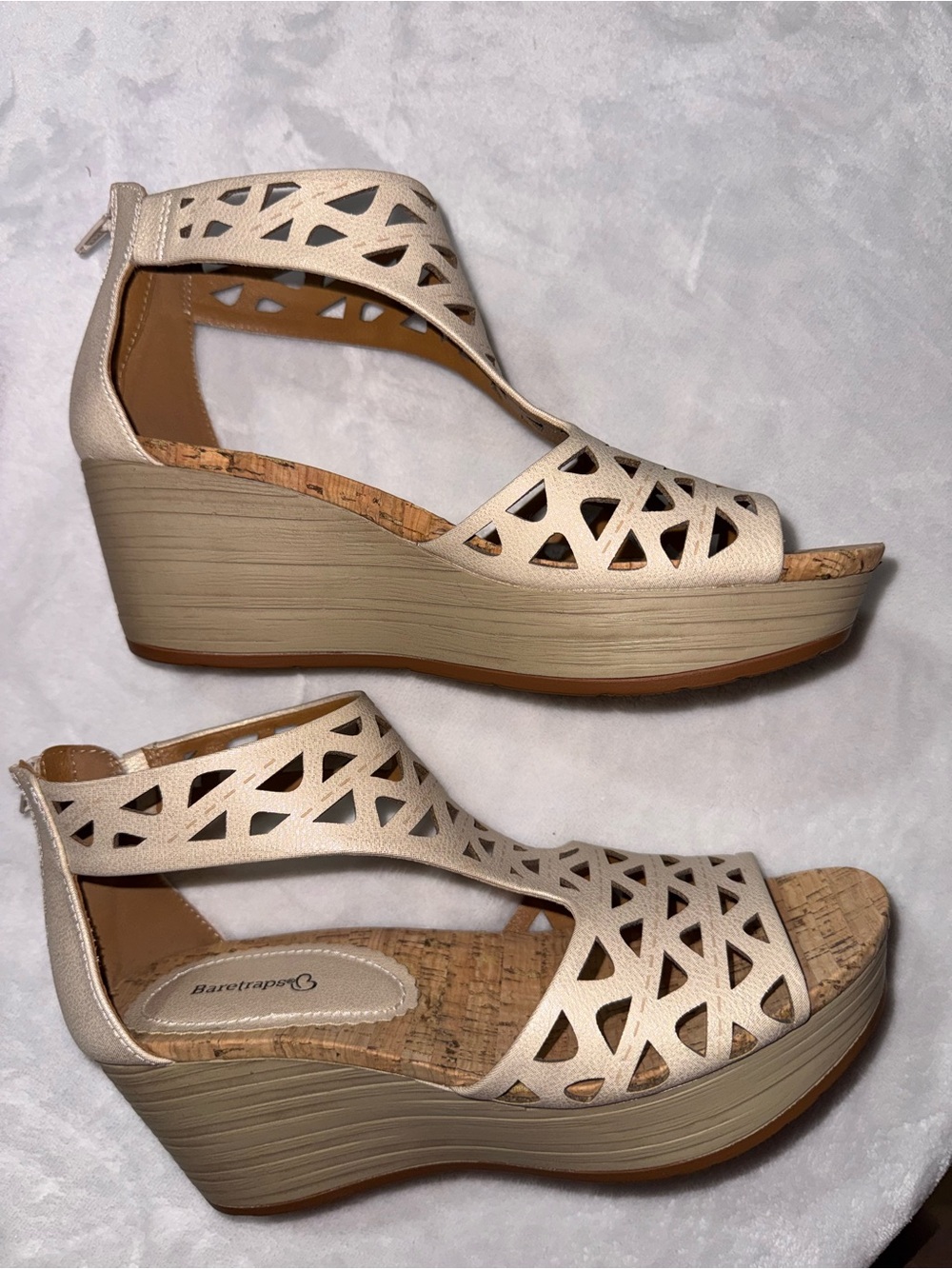BareTraps Champagne Cutout Wedge Sandals